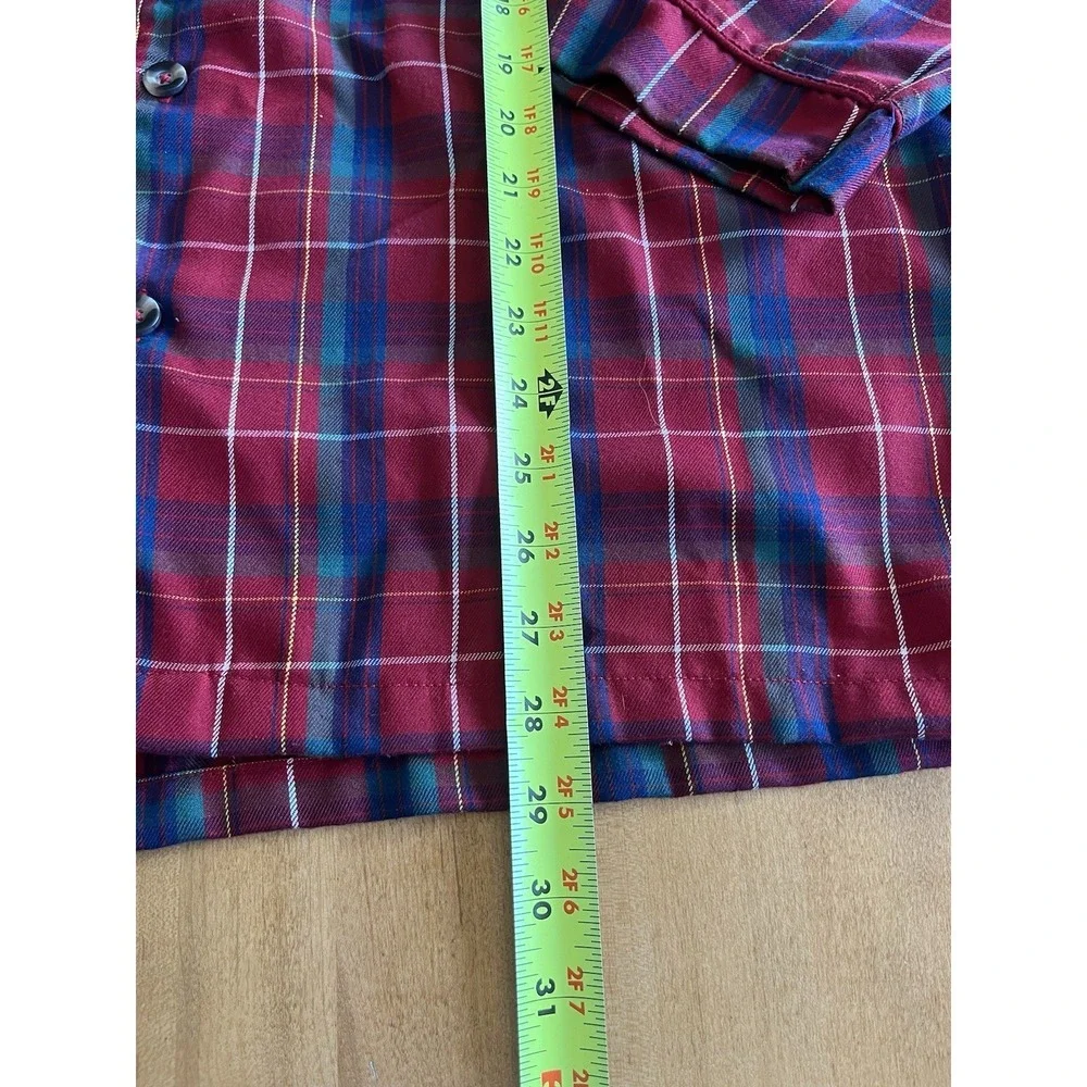 Disney Store Men's Pajama Shirt Size M Red Plaid Mickey Mouse - Picture 8 of 12